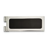 Chisel Stainless Steel Polished with Black Agate Inlay Money Clip